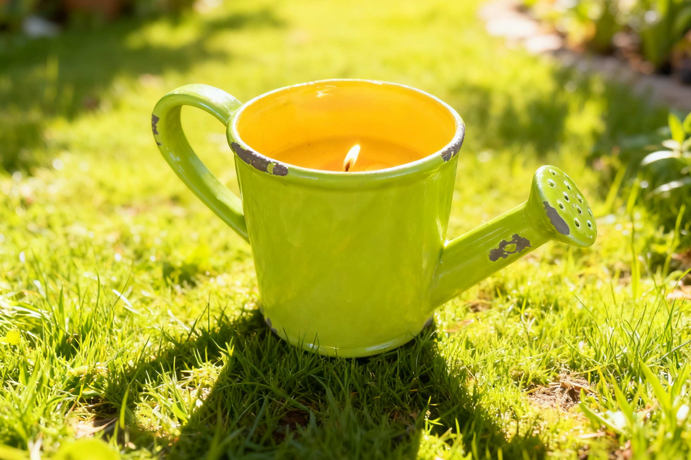 Rustic Ceramic Watering Can Candle